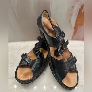 Finn Comfort Adana Dress Sandal Womens 9.5 US/7.5 UK Black Patent Leather Wedge
